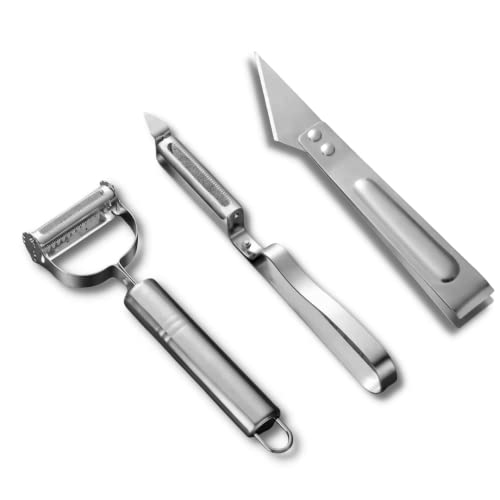 Trio Stainless Steel Peeler Set - Multi-Functional Fruits And Vegetable Peeler - Julienne Tool - Commercial Grade Cutter, Shredder, Slicer And Pure Stainless Steel Potato Peeler #TOP19
