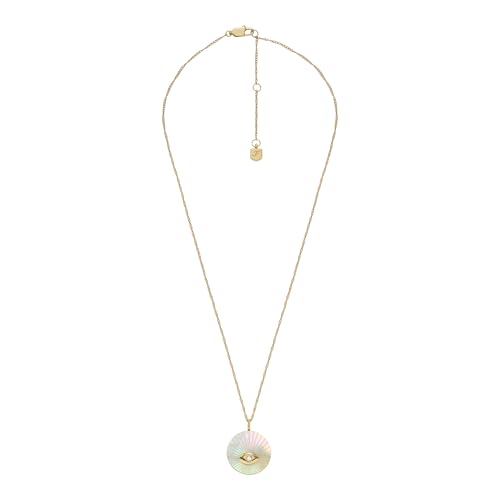 Image of Fossil Women's Gold-Tone Stainless Steel Pendant Chain Necklace for Women