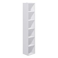 Panana 2-6 Tier Cube Bookcase, Wooden Book Shelving Freestanding Storage Unit Open Shelf For Home Office Display (White, 6 Tier)