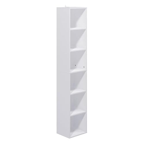 Panana 2-6 Tier Cube Bookcase, Wooden Book Shelving Freestanding Storage Unit Open Shelf For Home Office Display (White, 6 Tier)