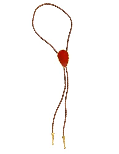 Image of Daisy Del Sol Gemstone Bolo Tie Braided Vegan Faux Leather Natural Stone Gold Handmade Necklace Adjustable Boho Western Jewelry