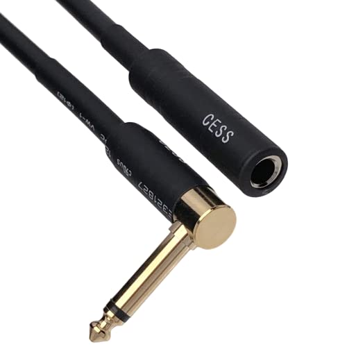 Cess-090 Low-Noise Right Angle 1/4 Ts Male To Female Guitar Extension Cable, 2 Pack #TOP5