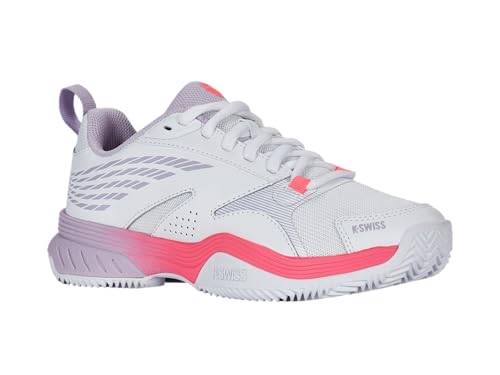 K Swiss Women's Speedex Tennis Shoe, White Orchid Petal Neon Blaze, 38 EU