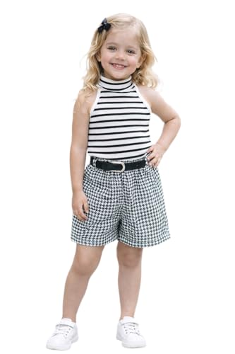 Image of Girl's Solid Cotton Blend Style Top and Shorts Set
