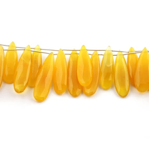 Calcédoine jaune en gouttes briolettes 35-45mm pour créer vos bijoux d'été bohèmes