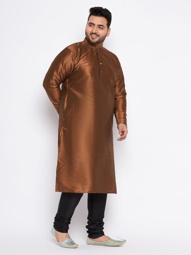 Image of Vastramay Plus Men's White Silk Blend Kurta Pyjama Set VPLUSMKWH001nPBL 44 | Independence Day