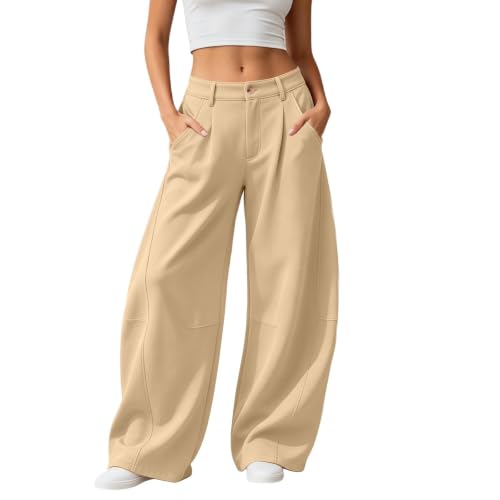 Elneeya Womens Barrel Sweatpants Baggy Elastic Waist Casual Office Pants - image 1