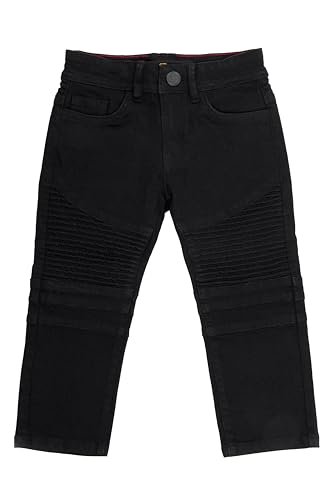 X RAY Boys Distressed Jeans (2T-16), Big Boy & Little Kids Stretch Slim Fit Pants, Ripped Denim Jeans for Boys, Rectangle Stitch Moto Jet Black