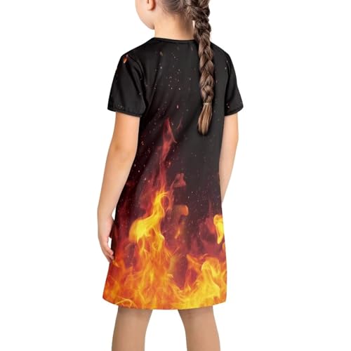 Horse Dresses for Girls 3-14Y Casual Cute Short Sleeve Midi Dress Summer Cute Skater Home Playwear with Pockets2