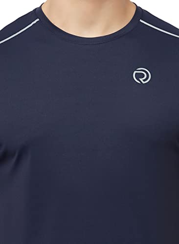 Image of TRUEREVO Mens Solid Half Sleeve Round Neck Sports T Shirt Polyester Fabric with Reflective Details for Gym Training Workout Running