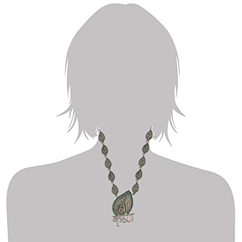 Antique German Silver Plated Shree Krishna Pendant Necklace Set