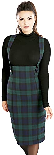 Preisvergleich Produktbild Hell Bunny Damen Evelyn Tartan Kinderkittel Rock - Grün, 18