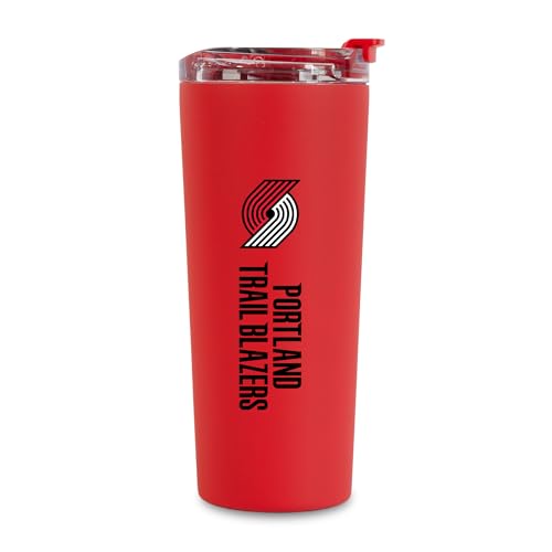 Image of Rico Industries NBA Basketball Portland Trail Blazers Red 24oz Stainless Steel Tumbler with Lid and Dual Functioning Lid