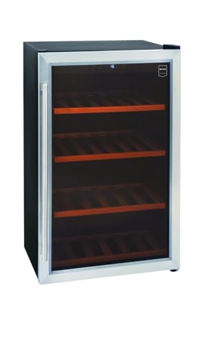 METRO Professional Cantinetta Vino Refrigerata GWC3040 | Acciaio Inox, 54 x 54 x 83 cm, 4 Ripiani in Legno, Termostato Digitale Touch e Luci a LED, Porta in Vetro, da 5 a 22 °C (48 Bottiglie)