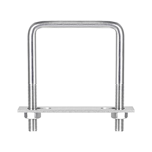 Image of uxcell Square U-Bolts, 92mm(3.62 inch) Inner Width 110mm Length M10 304 Stainless Steel U Clamp Bolt with Nuts and Plates, for Boat Trailer