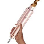 TYMO CurlPro Plus Hair Curler Automatic Rotating - Long Barrel Curling Wand for Long Hair, Ceramic Curling Iron for Women, Anti-Scald, Tangle-Free, 600M Ionic, Dual Voltage, UK Plug, Gold Blush, 32 mm