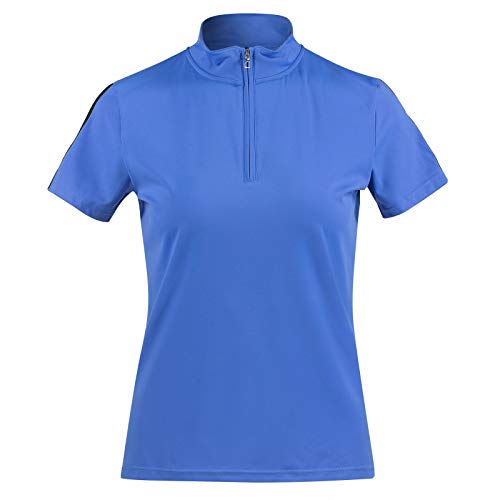 Horze Sandra Women's Equestrian Zip-Front Technical T-Shirt - Baja Blue - 10 #TOP23