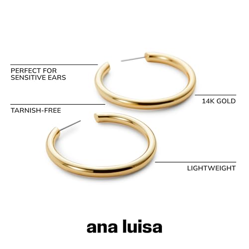 Ana Luisa Tia Medium & Small Gold Hoop Earrings for Women - Chunky 14K Gold Plated Hoops for a Bold Look - Hypoallergenic, Water-Resistant, Tarnish-Free - Stylish and Elegant Everyday Jewelry Earrings4