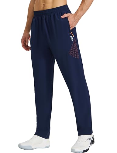 Cimic Mens Tracksuit Bottom with Zipper Pockets Running for Men Joggers Lightweight Sweatpants Sports Casual Trousers,C3069Navy,M