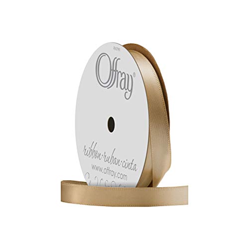 Image of Offray 475782 3 /8 inch Wide Single Face Satin Ribbon, Oatmeal Natural, 6 Yds