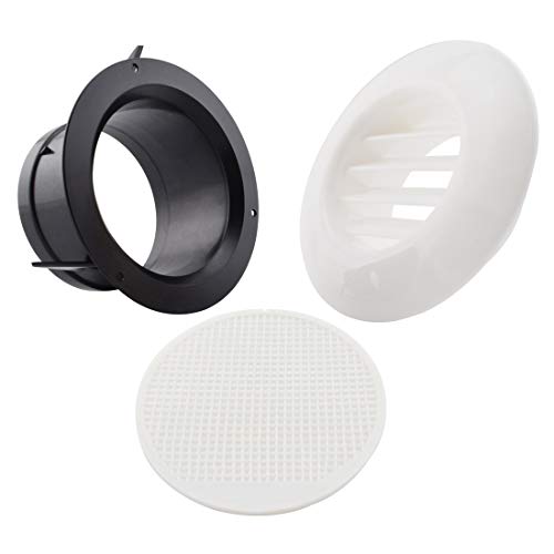 Image of SDTC Tech 3 Inch Round Air Vent ABS Louver Grille Cover with Built-in Screen Mesh Detachable Soffit Air Exhaust Vent for Bathroom Kitchen Bedroom Office
