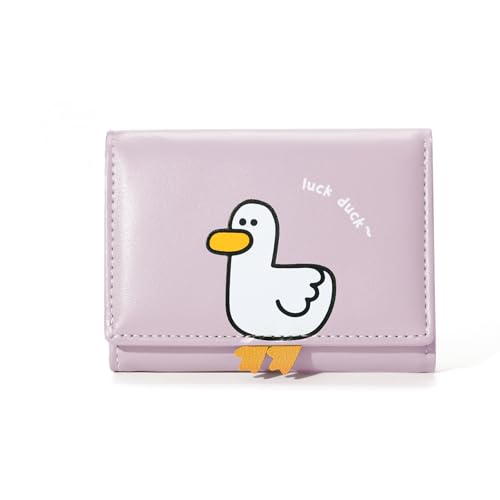 Sunwel Fashion Niedliche 3D-Ente Mini-Geldbörse für Mädchen, faltbar, Geldfach, Kartenhalter, Ausweisfenster, Geldbörse für Frauen, Violett, Small, Ente