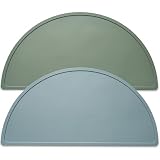 Mubobiee Silicone Placemats for Babies, Toddlers & Kids, BPA-Free Non-Slip Baby Table Mat Food Mats, 2 Pack