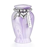 Dletay Small Urns for Human Ashes Keepsake 2.85 Inches Memorial Mini Cremation Urn for Women Men Aluminum Decorative Funeral Urns - Light Purple