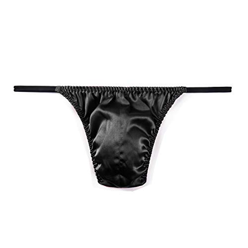 SilRiver Men's Silk Satin Thong Pouch T - Back Bikini G-String Underwear