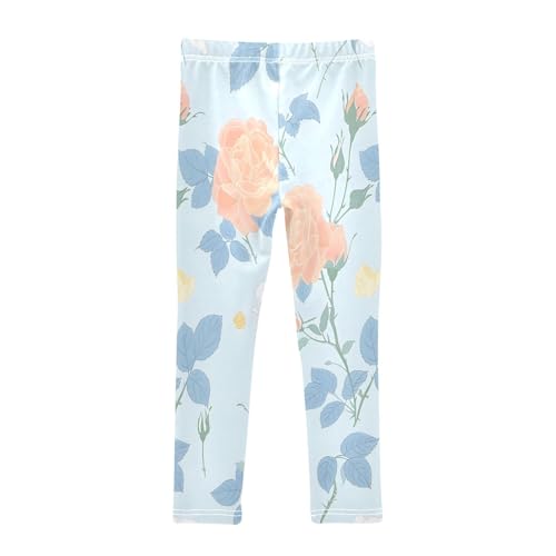 Toddler Girls Leggings Printed Yoga Pants Leggings Simple White Yellow Roses for Kids2
