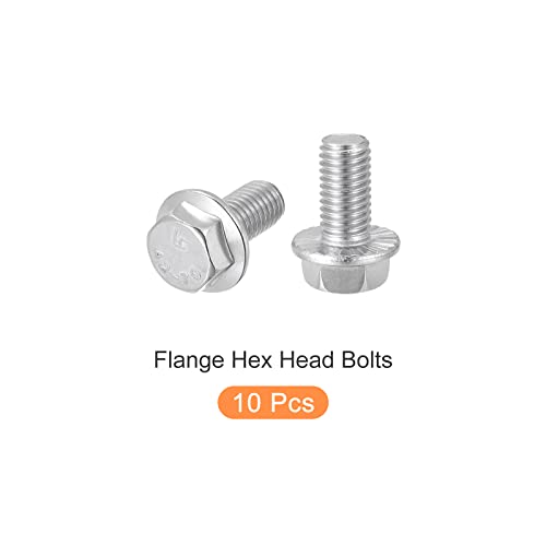 Image of METALLIXITY Flange Hex Head Bolts (M10x20mm) 10pcs, Hexagon Bolt Fully Thread Screw - for House Construction Hardware Fasteners