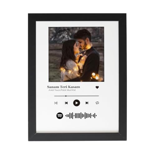 Image of Custom Spotify Photo Frame with Scannable Music Code Personalized Picture Frame Gift for Couples Anniversary & Valentine's Gift