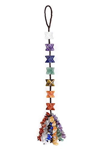 Top Plaza 7 Chakra Gemstones Reiki Healing Crystals Hanging Ornament Home Indoor Decoration for Good Luck, Yoga Meditation, Protection - Merkaba