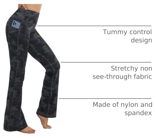 Image of BUBBLELIME Women Out Pockets High Waist Bootlegs Tummy Control Yoga Flared