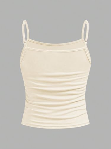 Image of SOLY HUX Girl's Tank Tops 3 Packs Cute Ruched Spaghetti Strap Camisole Slim Fit Undershirts