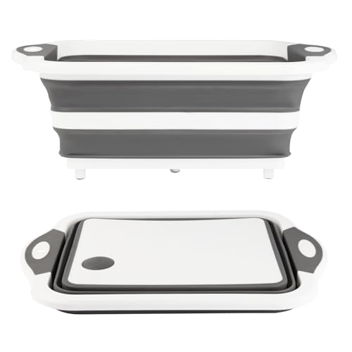 GuanBoXin Collapsible BBQ Prep Tub/Cutting Board 10L, Foldable Dish Tub