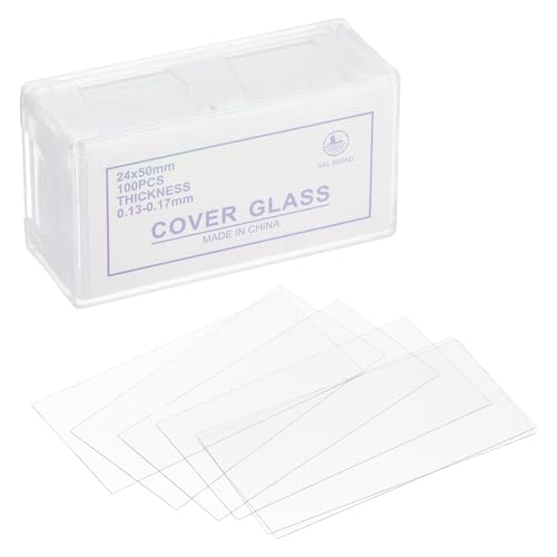 PATIKIL 200pcs Couvertures pour diapositives microscopiques, 24x50mm Rectangle de couverture pour échantillon de laboratoire