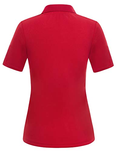 Women Slim Fit Moisture Wicking Sport Golf Polo Shirt Tops (M,Red #23) #TOP1