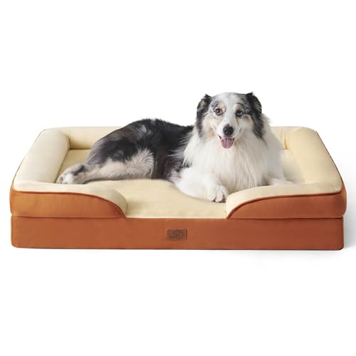Image of Bedsure XL Orthopedic Dog Bed for Extra Large Dogs - Washable XLarge Dog Cat Bed Waterproof, Comfort Dogs Couch Sofa with Washable Removable Cover, Pet Bed with Nonskid Bottom, Ember Clay, 42 inch