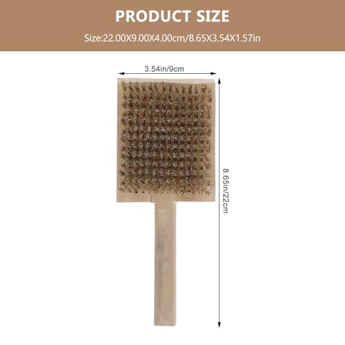 Cepillo de alambre de cobre para eliminar musgo en jardín con mango de madera 2