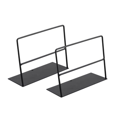 NIYANGLE Sujetalibros de Hierro Negro 2 Piezas Recubrimiento Polvo Soporte para Libros y Revistas para Escritorio Organizador Antideslizante Adecuado para Oficina Escuela y Hogar