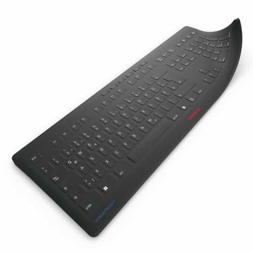 Membrane de protection CHERRY STREAM en silicone noir lavable pour clavier QWERTZ
