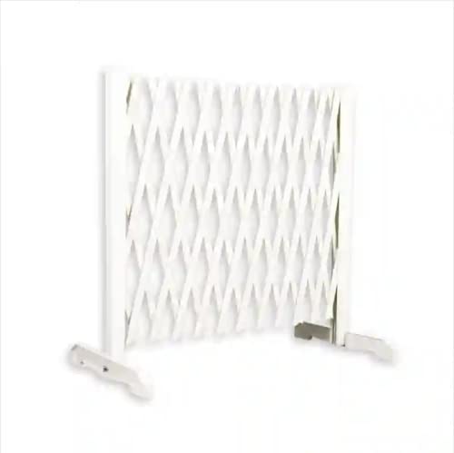 OUTIROR - Barrière en PVC Blanc - Barrière Extensible jusqu'à 1,50 mètre - Hauteur 90 cm - Barrière Rétractable Idéale pour Le Jardin