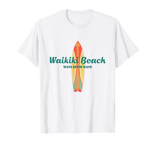 Waikiki Beach Hawaii Souvenir Retro Vintage Surf Tees Gifts T-Shirt