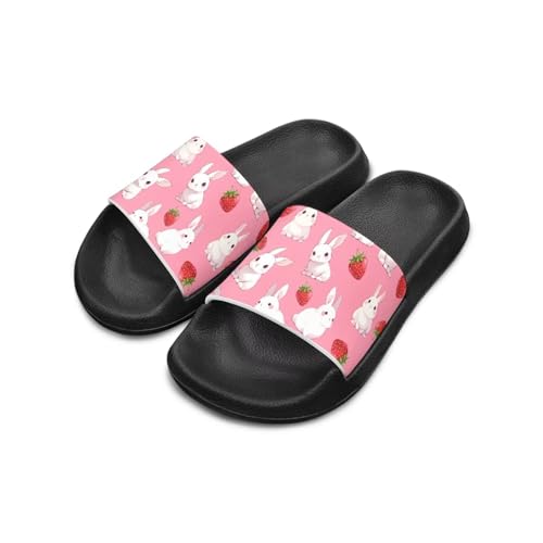 JoyLamoria Bunny Print Sandals House Slides Kids Unisex Cloud Cushioned Non-Slip Open Toe Indoor Outdoor Comfy Summer