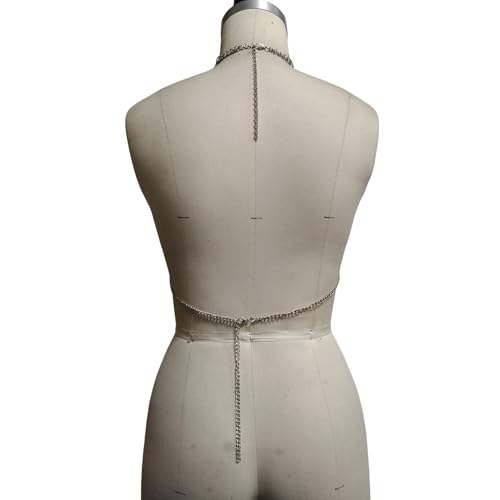 Image of AIBEARTY Women's Sexy Multi-Layer Metal Chain Crop Tops Hollow Out Halter Backless Tassel Camisoles for Rave Party Club