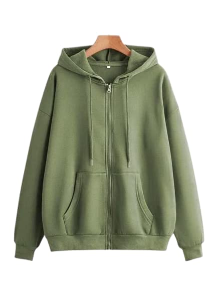 Image of Solid Zipper Hoodie for Womens