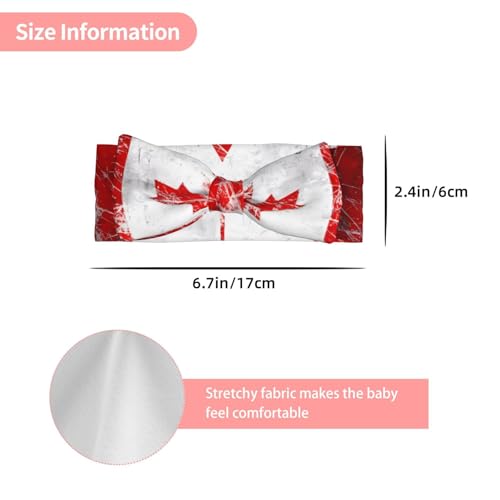 Retro Canada Flag Baby Bow Headband. Comfortable baby headband, suitable for daily wear and photo props.3