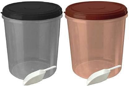 AIR O MATIC Kitchen Grocery Storage Container combo,BPA-Free, Dispenser Air Tight Box for Fridge Multipurpose usages (10 Kg) With Scoop (2 pcs) Black – Brown