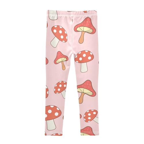 Mushroom Red Girls Leggings,Workout Leggings for Girls Toddler Athletic Legging Size for 3-10T2